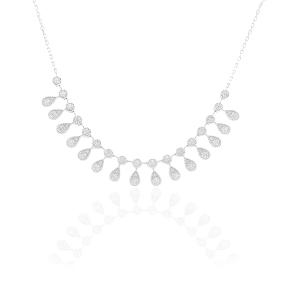 Sabel Collection White Gold Pear Shape Illusion Dangle Necklace